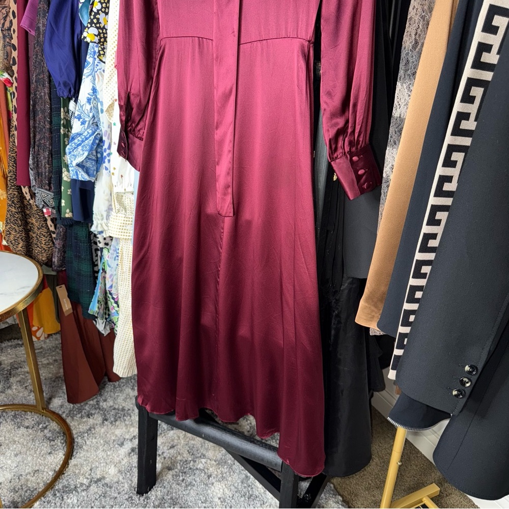 Reformation Maple Silk Midi Dress Plum Burgundy Womens 2 EUC - Picture 14 of 17